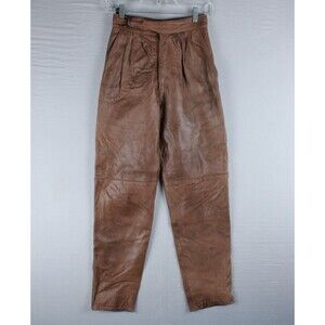 Vintage 1990's Brown Leather Pants Women Size Small Leather Rat of London RARE